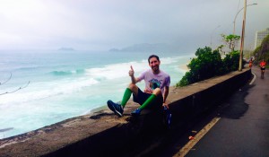 Taking a moment to enjoy the moment of running along the coast of Rio.